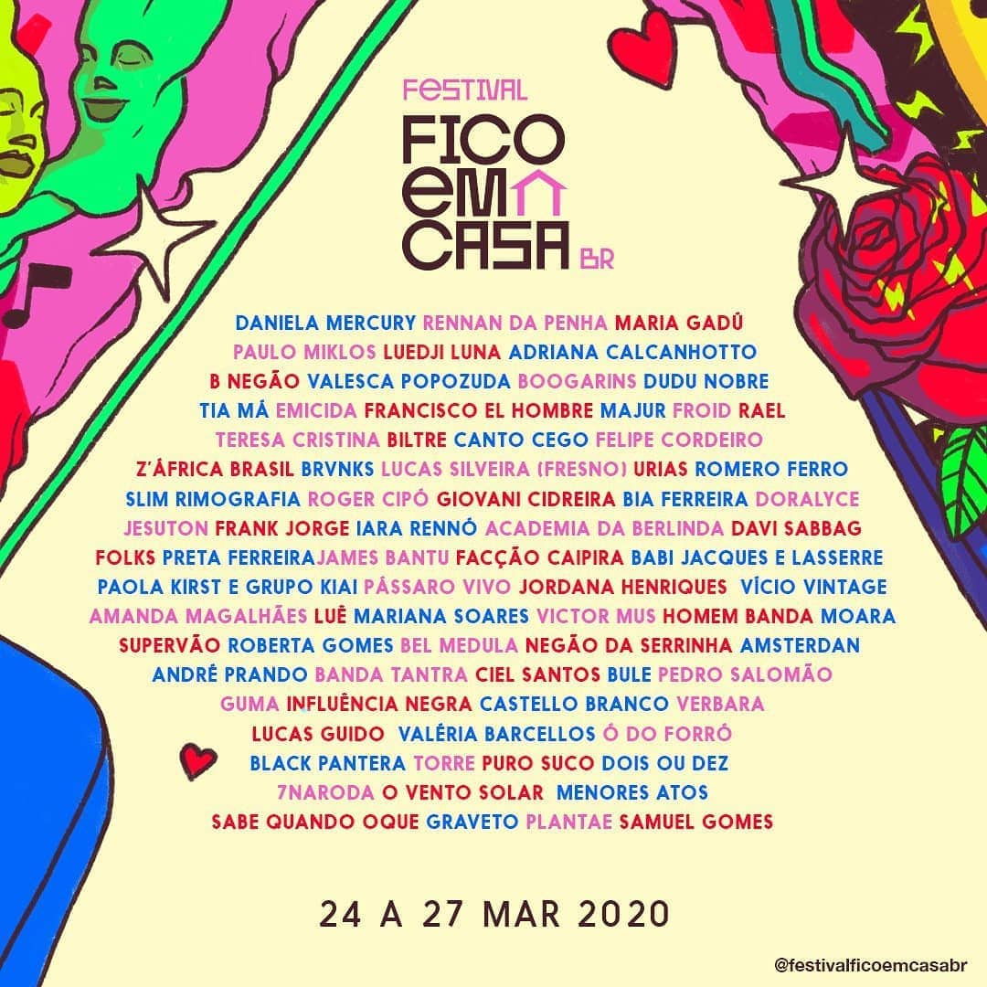 Atrações do Festival Fico Em Casa BR