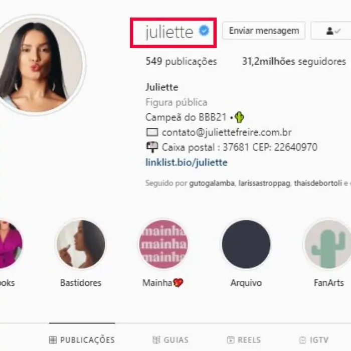 Curiosidades Juliette do BBB: conseguiu o @juliette para o seu Instagram 