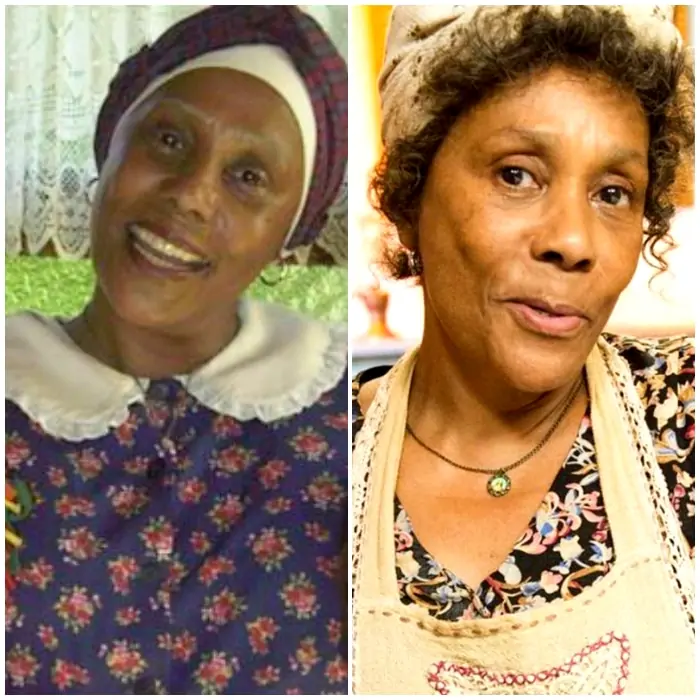 Dhu Moraes antes e depois do Sítio do Picapau Amarelo em que fez Tia Nastácia