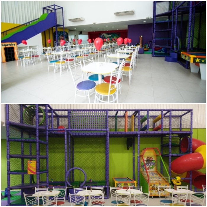 Observe a estrutura do salão de festa infantil